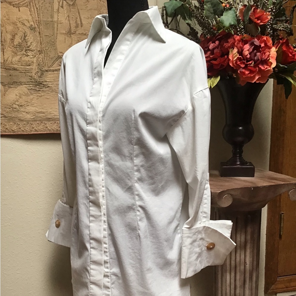 White fitted blouse, medium, made by HANIY STUDIO